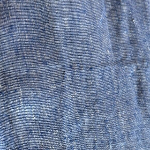 LL Bean Linen Blue Buttons Back 3 Quarter Sleeve Top Lagenlook Womens Size XL - Picture 5 of 8